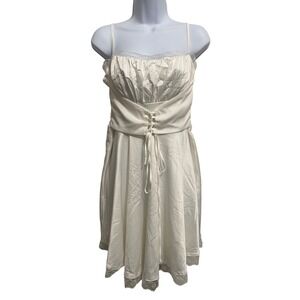 Whimsical Milkmaid Lace Up Corset Satin Mini Dress XL Fairy Renaissance Coquette